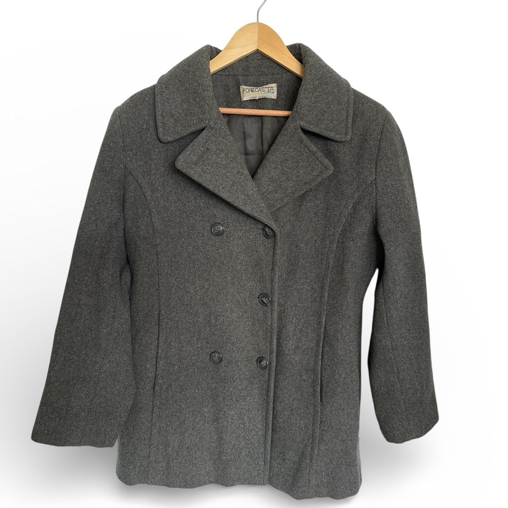 Forecaster of Boston Wool Gray Double Breasted Peacoat - Womens Size 12 (Large)